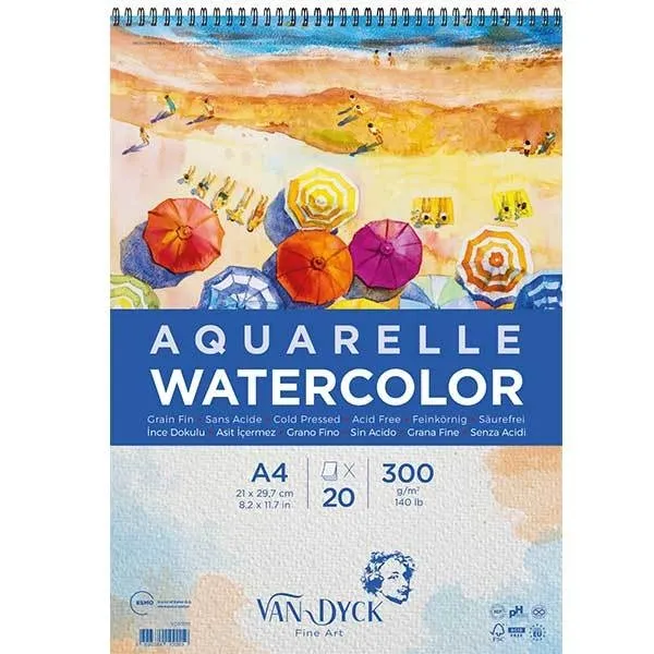 Van Dyck Watercolor Sulu Boya Defteri  300gr 20yp A4 VD10011 - 1